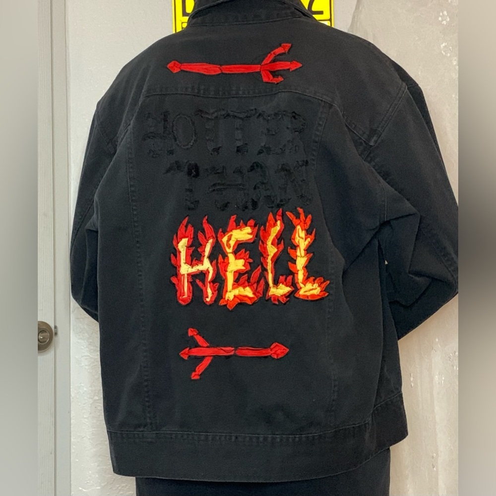 Authentic St. John’s Bay Black Denim Hand Stitched Jacket